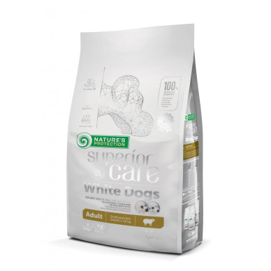 Superior Care White Dogs Small & Mini Breeds Adult – hrană uscată pentru câini adulți de talie mică și mini, cu miel, 1,5 kg